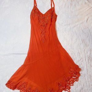 Vintage Bright Orange R&M Richards Wood Bead Dress